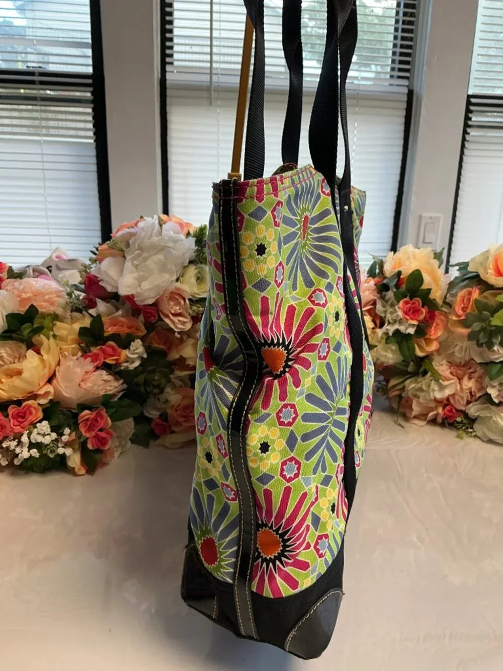 Franco Sarto Multicolor Geometric Floral Large Tote Bag
